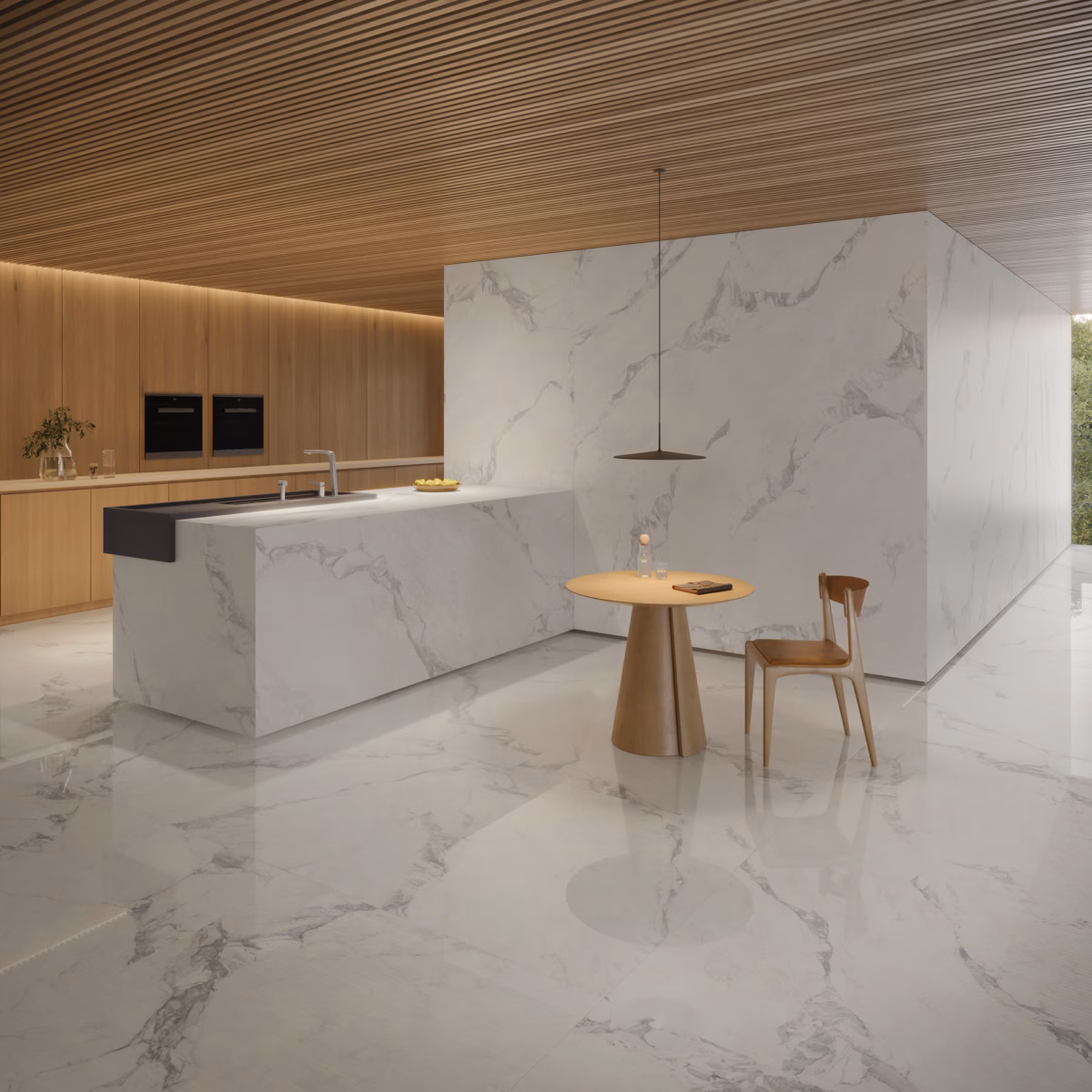 Elegância Atemporal: Revestimento com Porcelanato que Imita Mármore Calacatta - inspiração