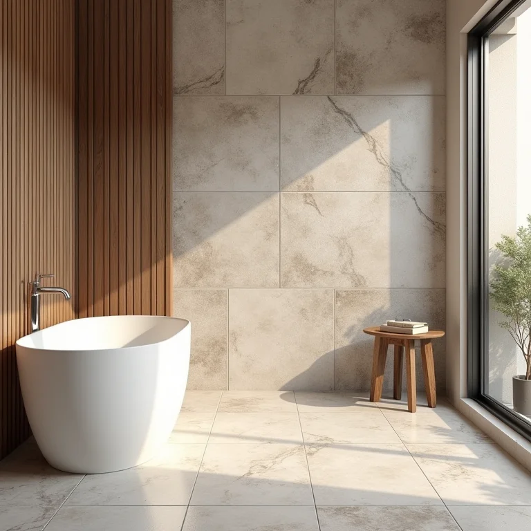 Revestimentos naturais e texturizados para banheiro moderno