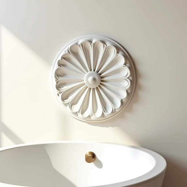 Roseta de gesso clássica em banheiro