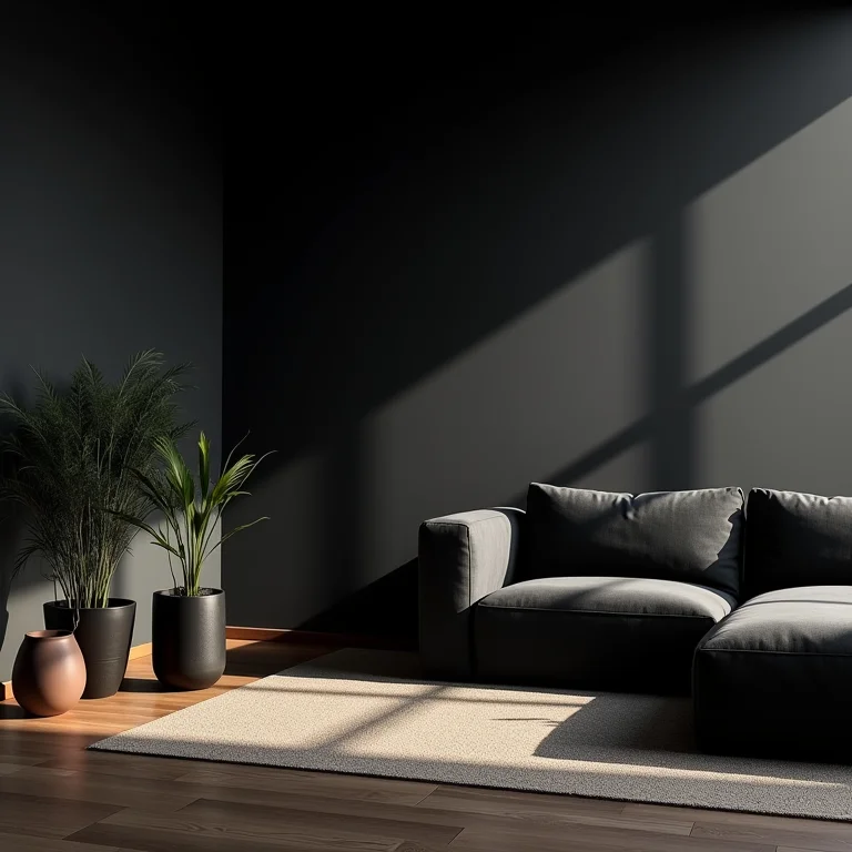 Sala com excesso de preto e iluminação inadequada