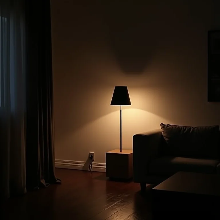 Sala com iluminação inadequada e sombras fortes