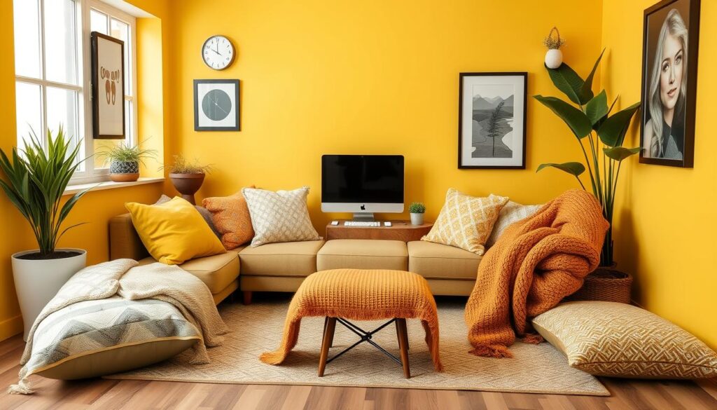 Amarelo Mostarda Aconchegante com Toques Rústicos - detalhe