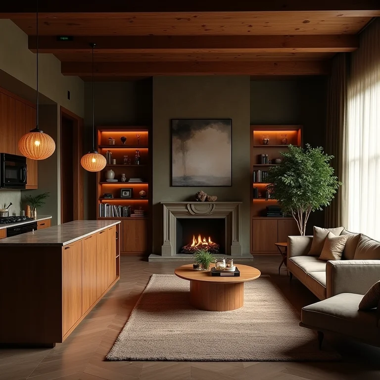 Sala de estar com bar mal posicionado, obstruindo o fluxo natural do ambiente.