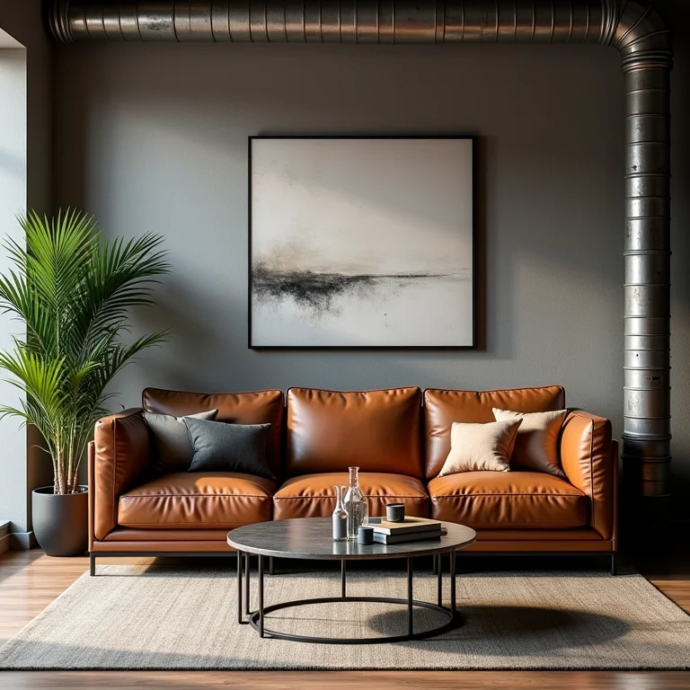 Sala de estar com decoração industrial: conforto e estilo.