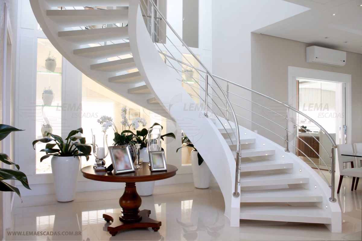 Escada Suspensa com Iluminação Embutida: Um Toque de Modernidade - ideia