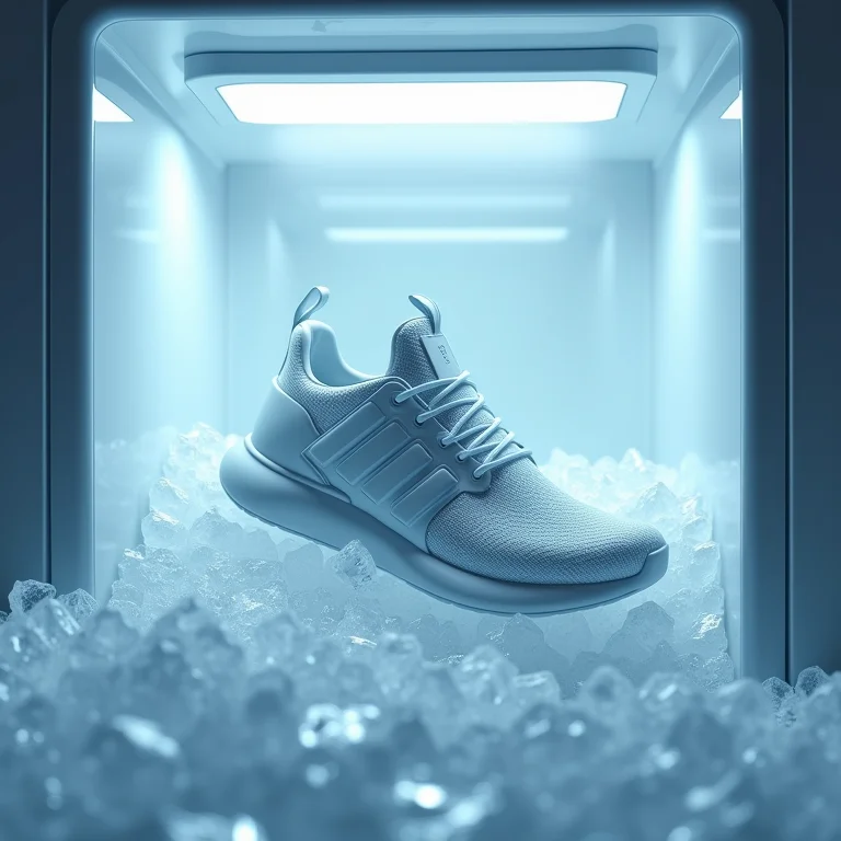 Sapato sendo congelado para remover chiclete