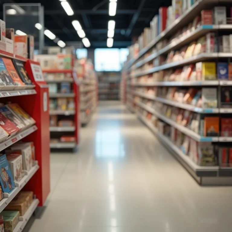 Sinalização clara indicando saídas de emergência, caminhos bem iluminados e layouts acessíveis em uma livraria.