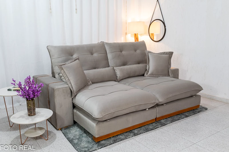 Sofá com Textura Aconchegante: Veludo Molhado para Relaxar - ideia