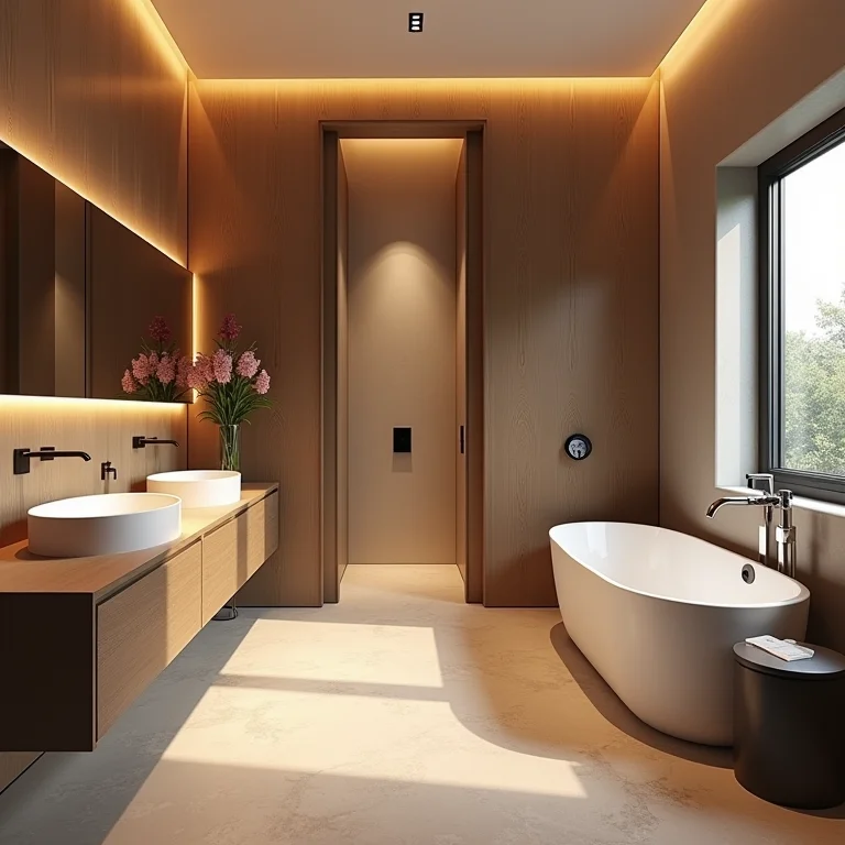 Soluções de iluminação para banheiros de luxo: luz indireta e dimerizável