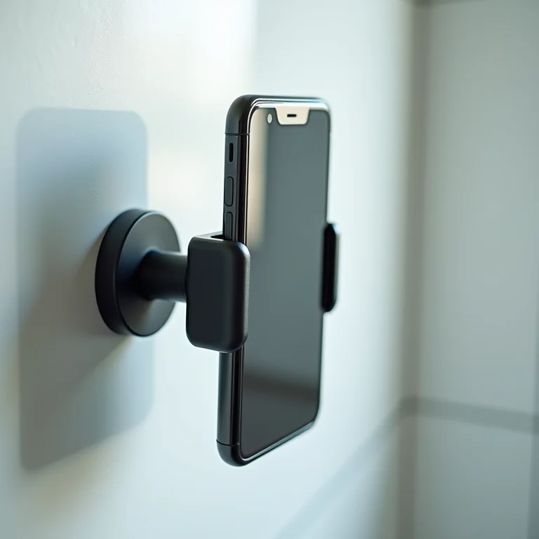 Suporte adesivo de celular firmemente fixado na parede do chuveiro