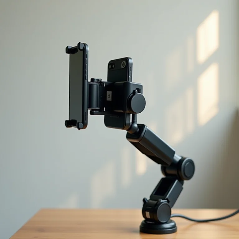 Suporte de celular com braço articulado em diferentes posições