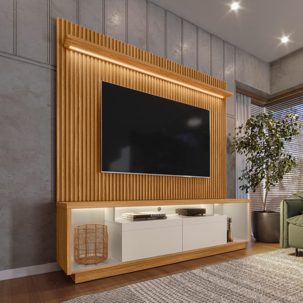 Painel ripado iluminado: Elegância e modernidade com fitas de LED - inspiração