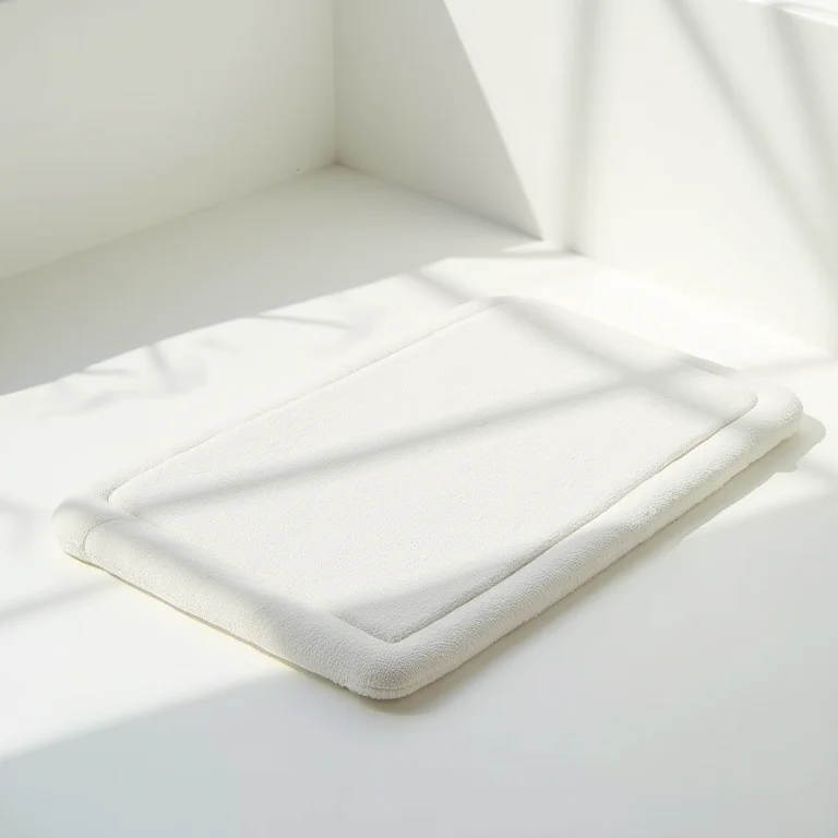 Tapete de microfibra com base antiderrapante para banheiro.