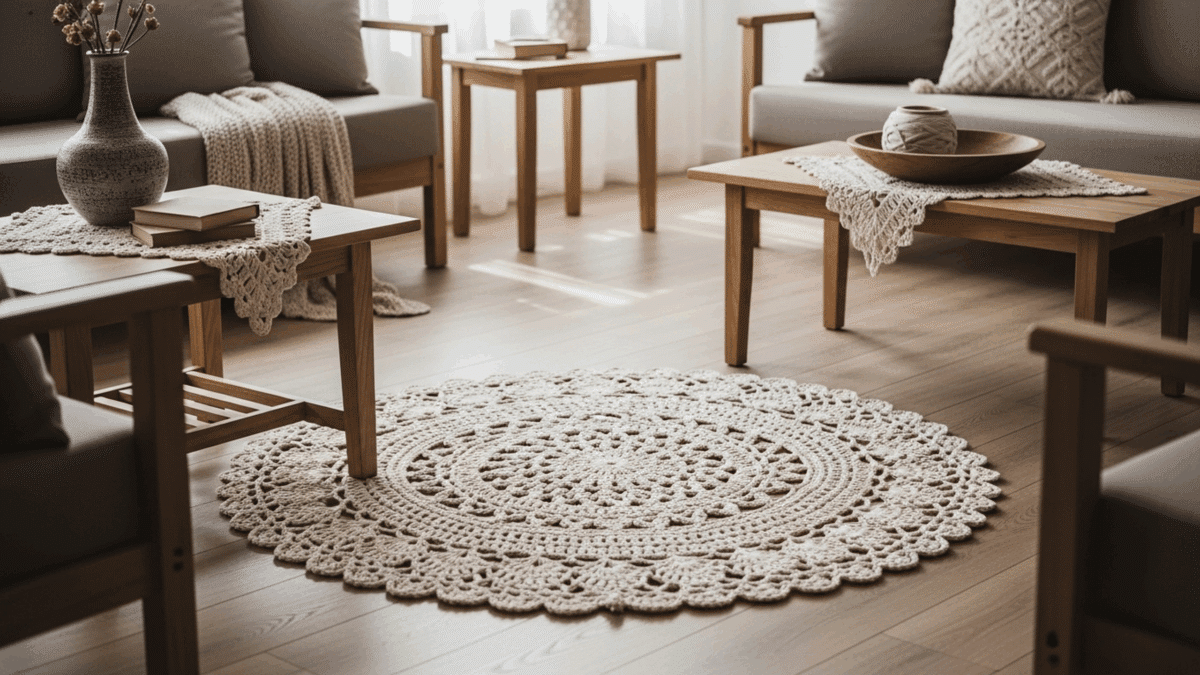 Estilo Boêmio: Tapete de Crochê Artesanal Cheio de Personalidade - inspiração