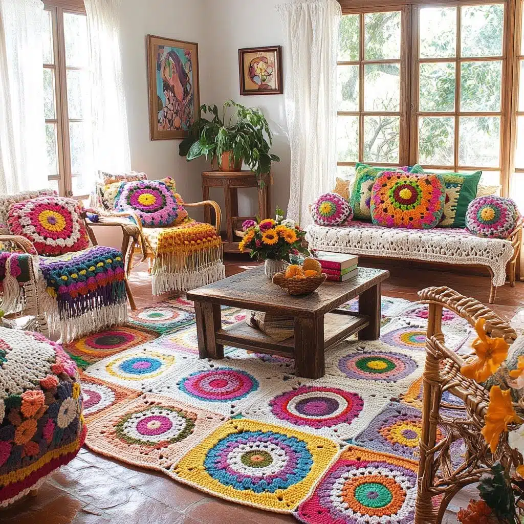 Artesanal e Acolhedor: Tapetes de Crochê para um Toque Único - detalhe