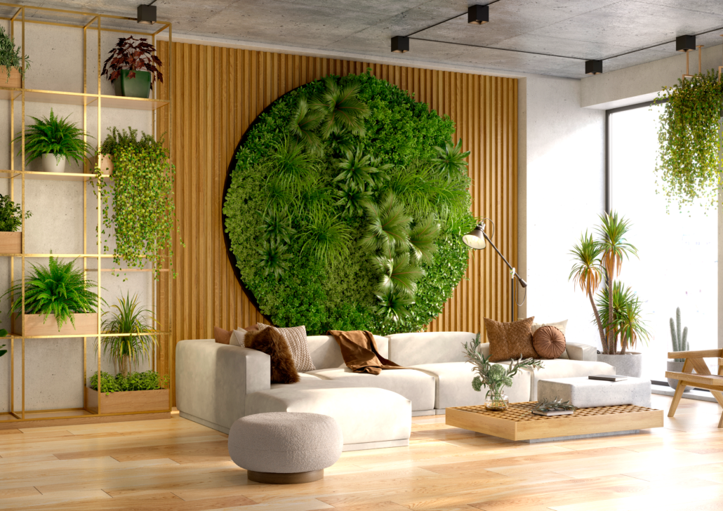 Integração da Natureza com Decoração Biofílica - ideia