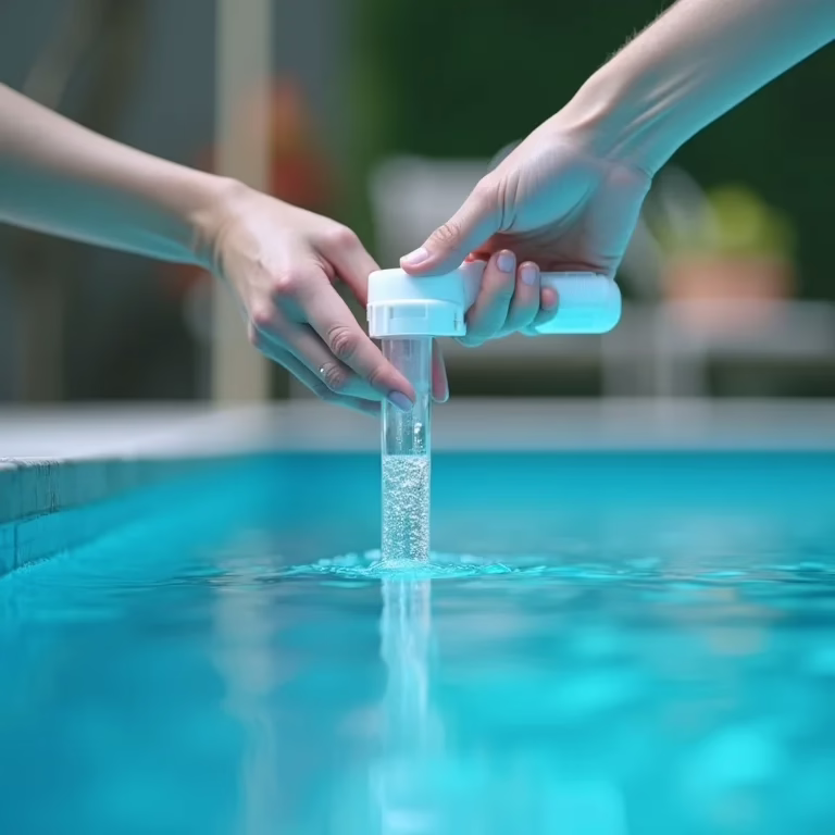 Teste de pH da água da piscina.