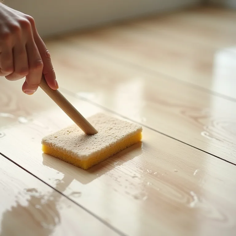 Teste de resistência da camada protetora de um piso vinílico.