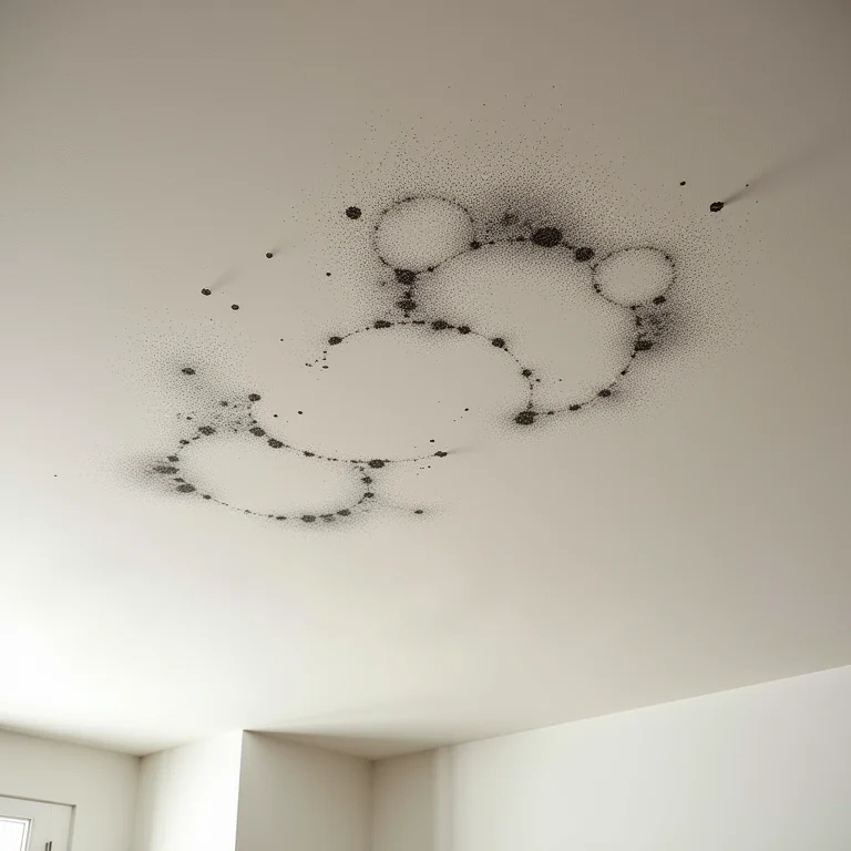 Teto com manchas escuras, indicando a presença de mofo