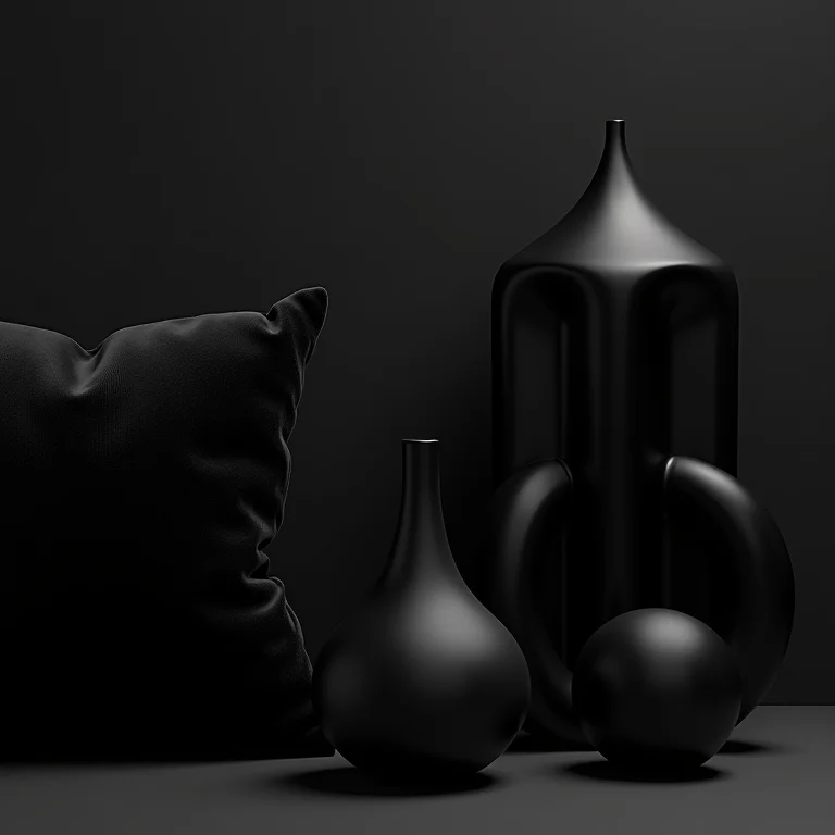 Texturas variadas em decoração preta