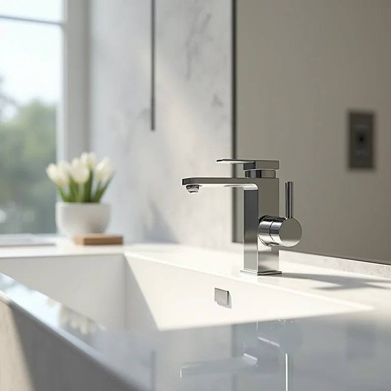 Torneira monocomando em banheiro moderno