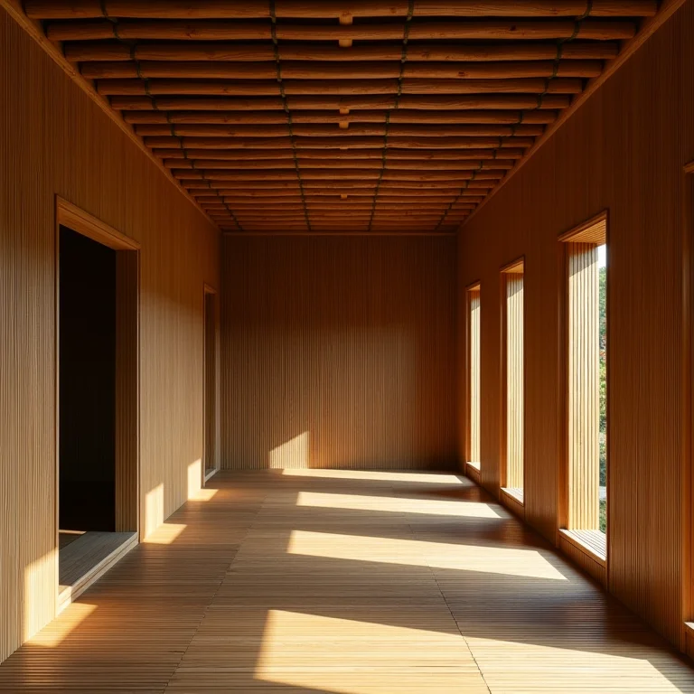 Traditional Japanese house with bamboo walls