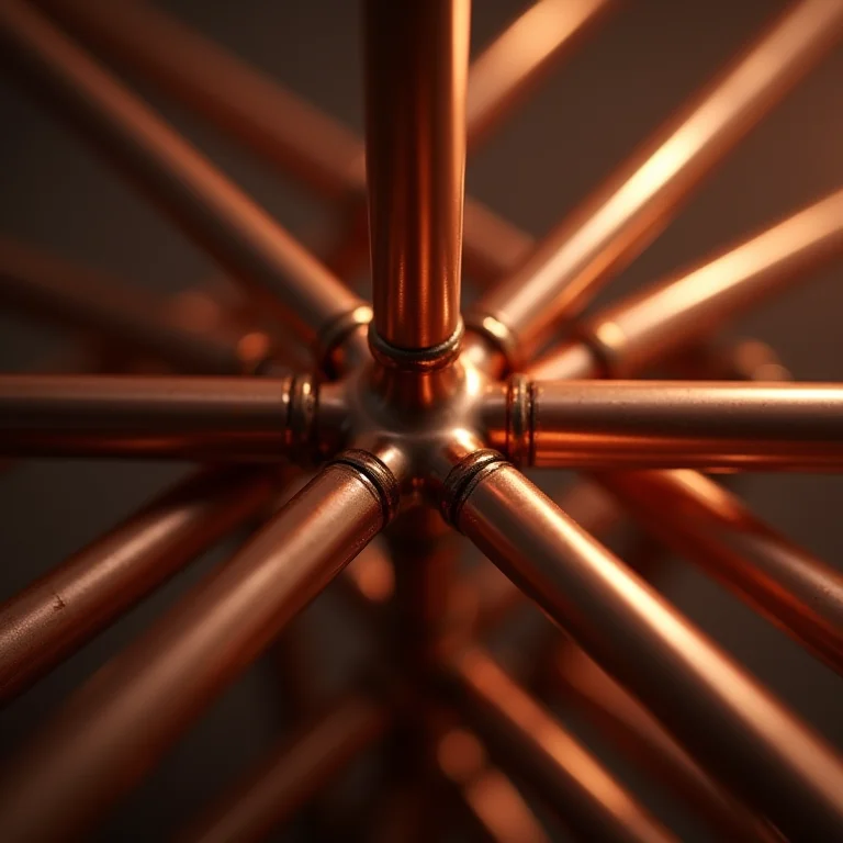 Tubos rígidos de cobre em instalação geométrica