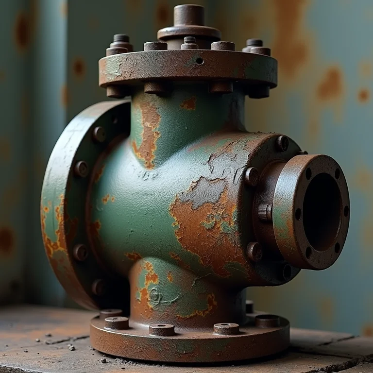 Válvula Hydra negligenciada e corroída.