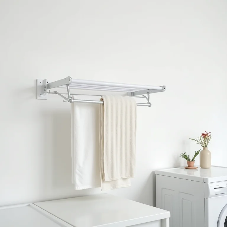 Varal de parede retrátil em uso