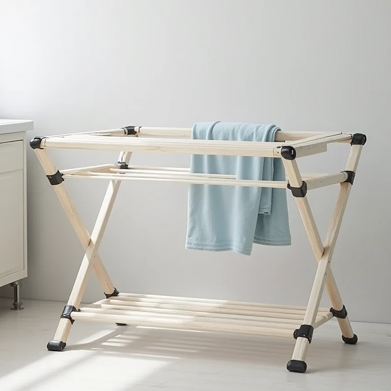 Varal sanfonado dobrado e aberto