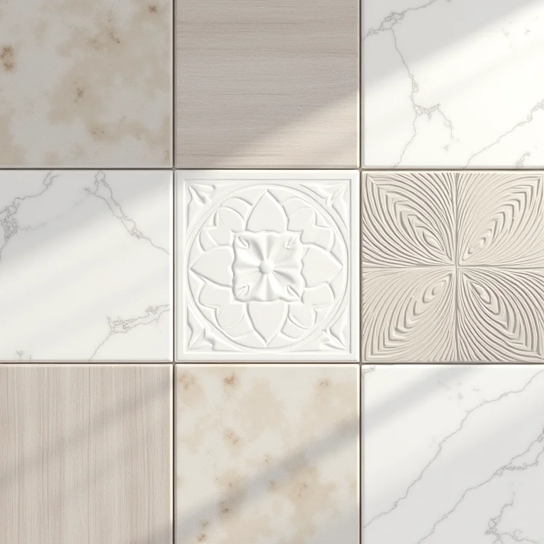 Variações de textura e relevo em porcelanato antiderrapante