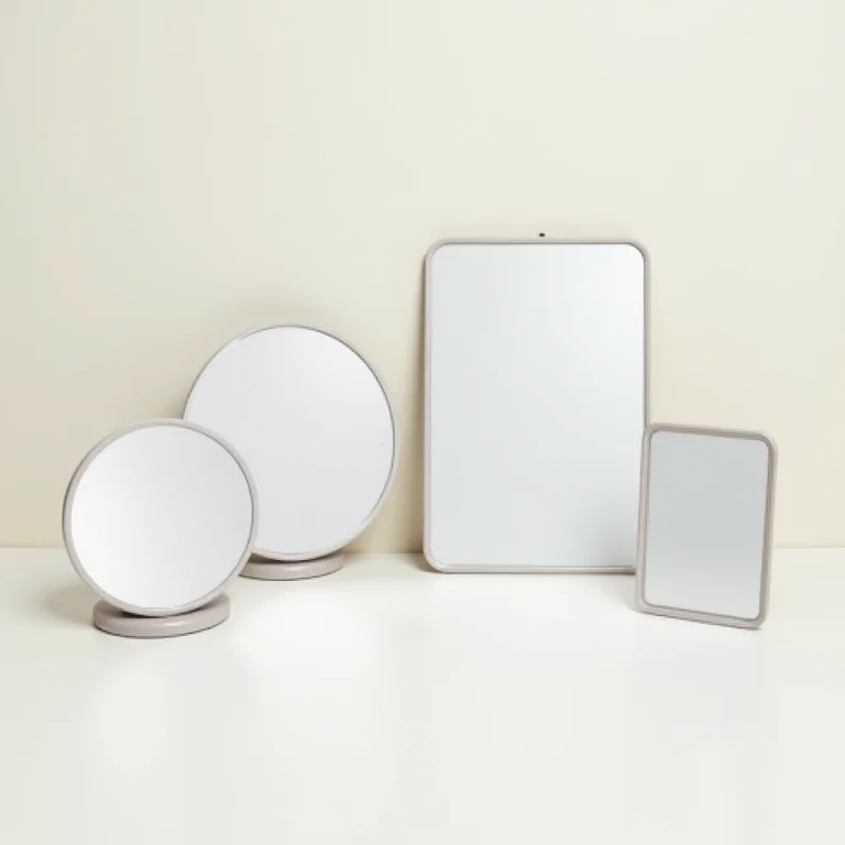 Variedade de espelhos com ventosa em diferentes formatos.