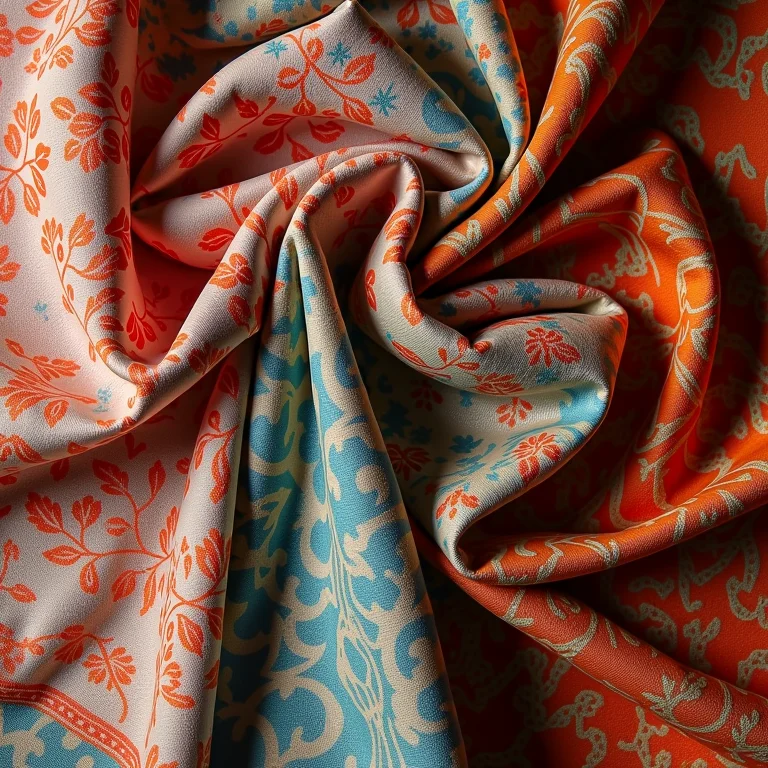 Variedade de estampas e texturas do tecido de chita.