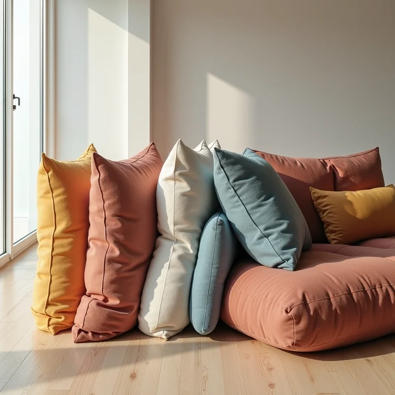 Variedade de futons de diferentes cores e texturas