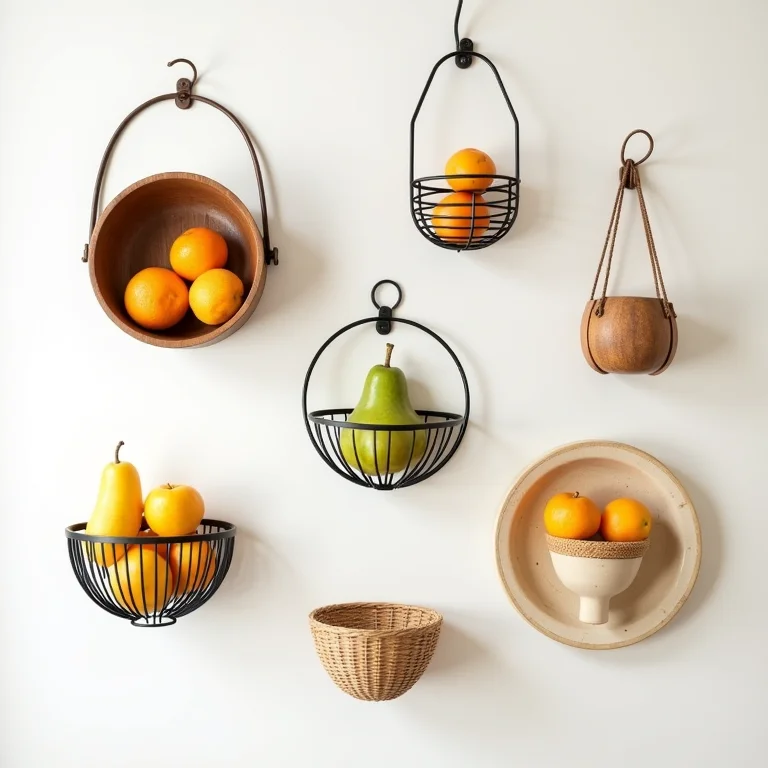 Variedade de materiais e estilos de fruteiras de parede
