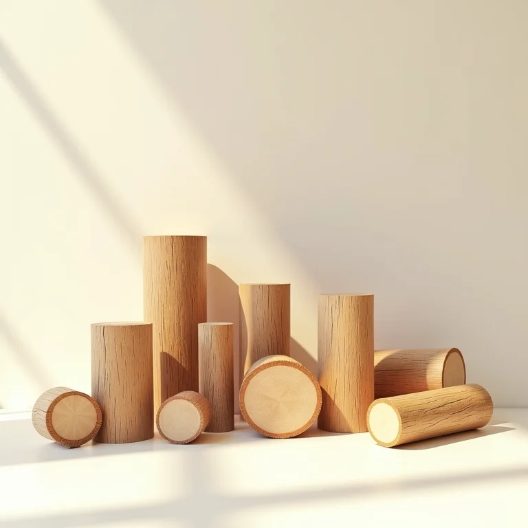 Variedade de troncos de madeira para decoração