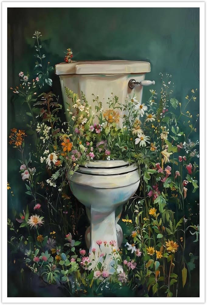 Vaso Sanitário com Decoração Floral Vintage - inspiração