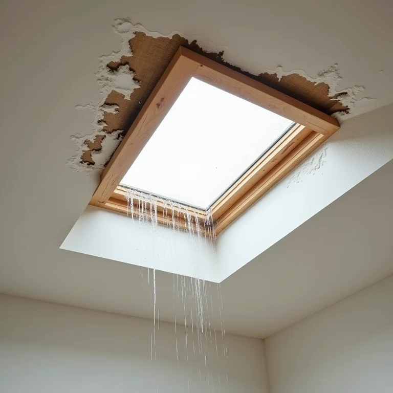 Vazamento no telhado causando danos no teto