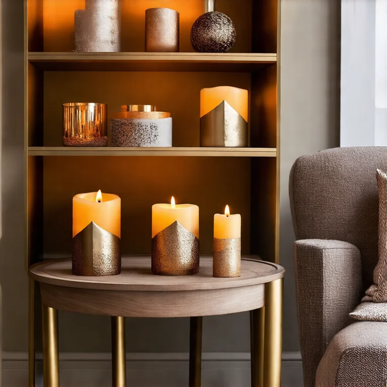 Velas decorativas potencializando a decoração de uma sala de estar.