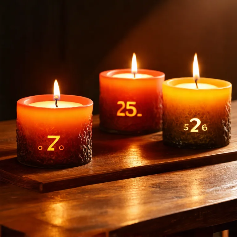 Velas decorativas queimando com diferentes durações, mostrando a importância da manutenção.