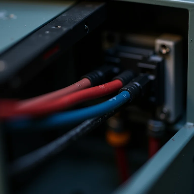 Verificando as conexões no quadro de disjuntores.