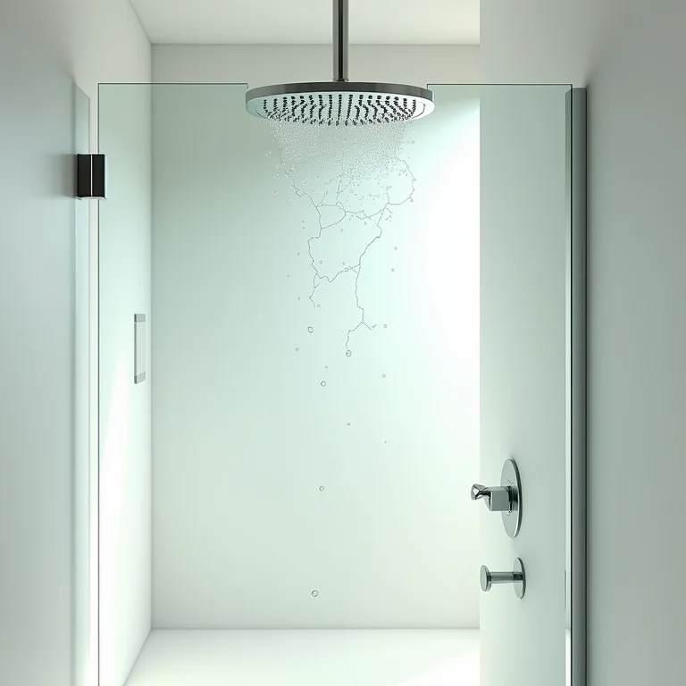 Vidro trincado de box de banheiro até o teto