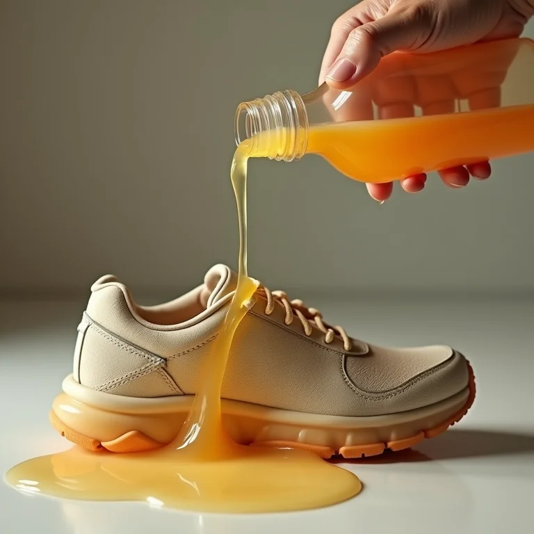 Vinagre quente sendo usado para tirar chiclete do sapato
