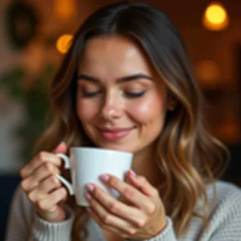 Woman drinking calming tea