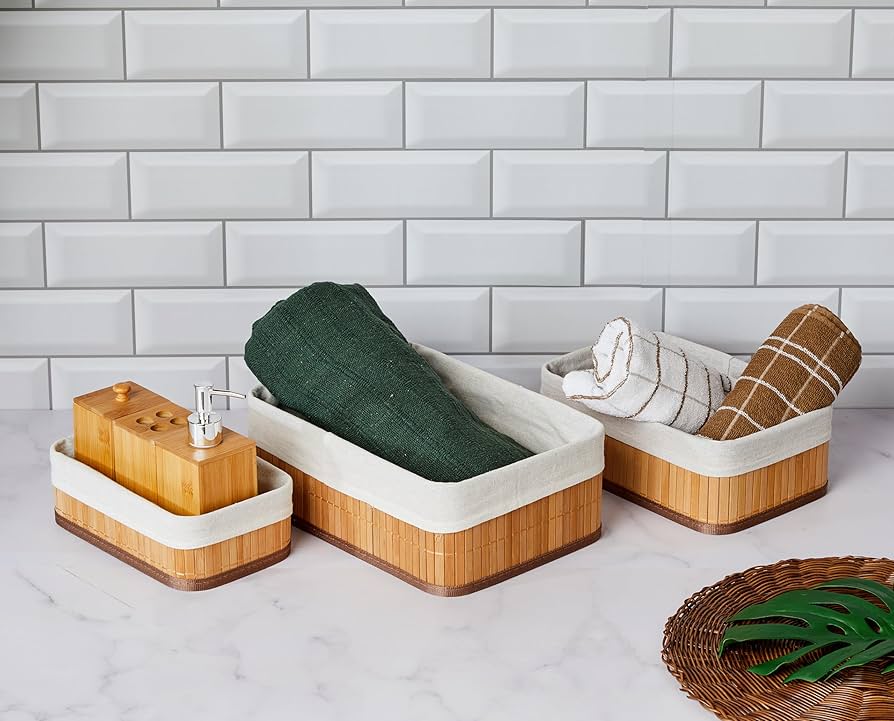 Cestos de Bambu com Etiquetas Personalizadas: Organização Funcional e Estilosa - detalhe