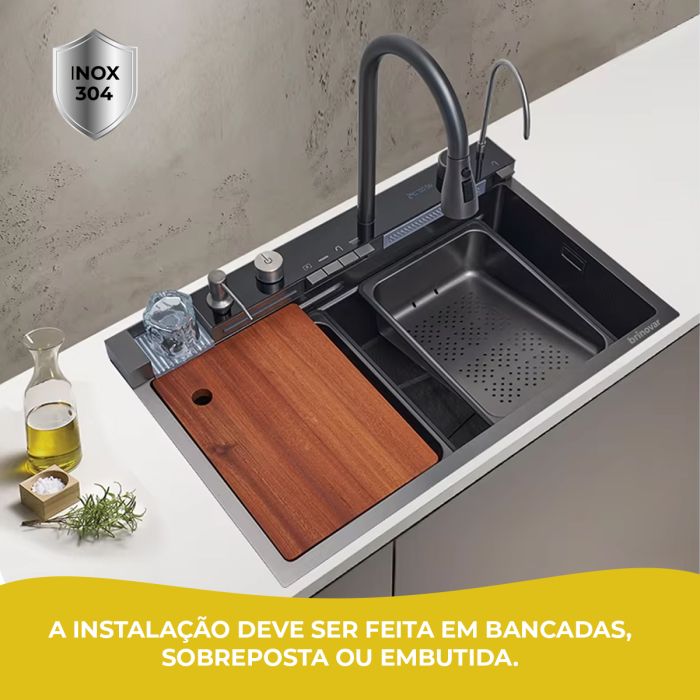Bancada Multifuncional com Cuba Integrada: Design Inteligente para o Dia a Dia! - ideia