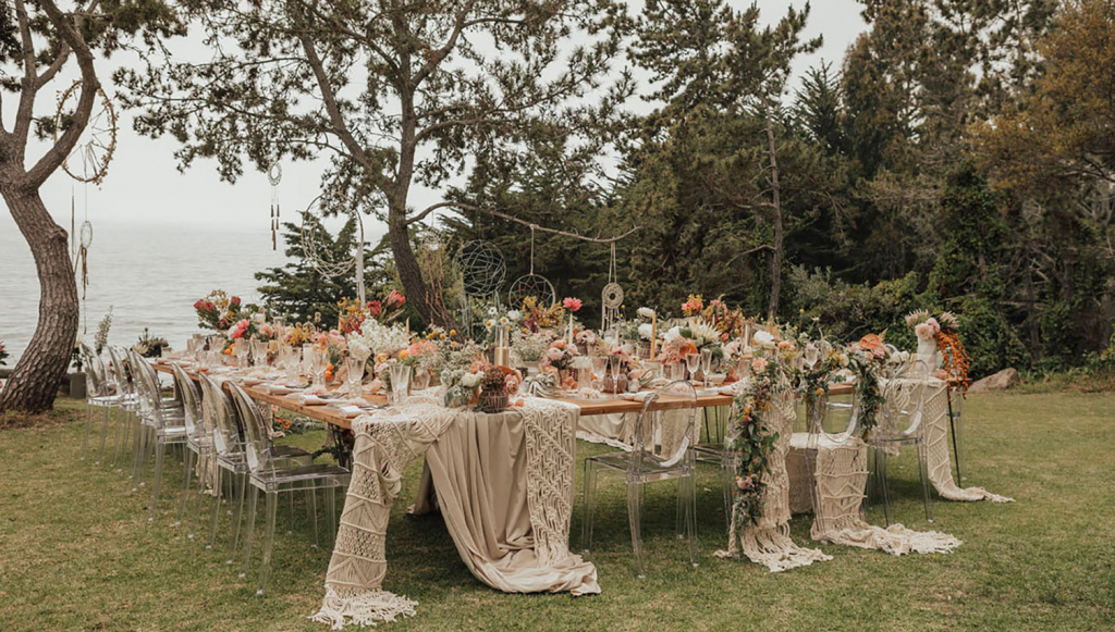 Mesa do Bolo Rústica com Toques de Macramê - ideia