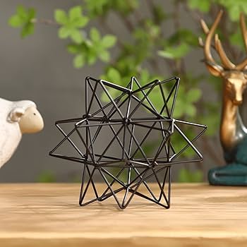 Mesa de Centro Moderna com Esculturas Geométricas - detalhe