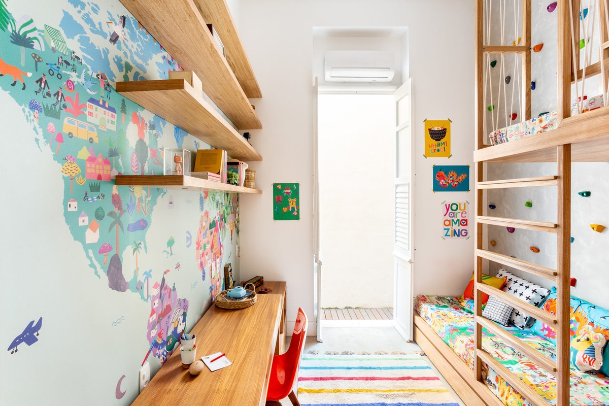 Quarto com Parede de Escalada: Aventura Dentro de Casa - inspiração
