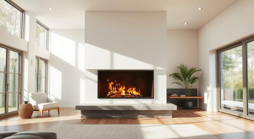 Sala com Lareira Ecológica: Conforto e Sustentabilidade em Harmonia - detalhe